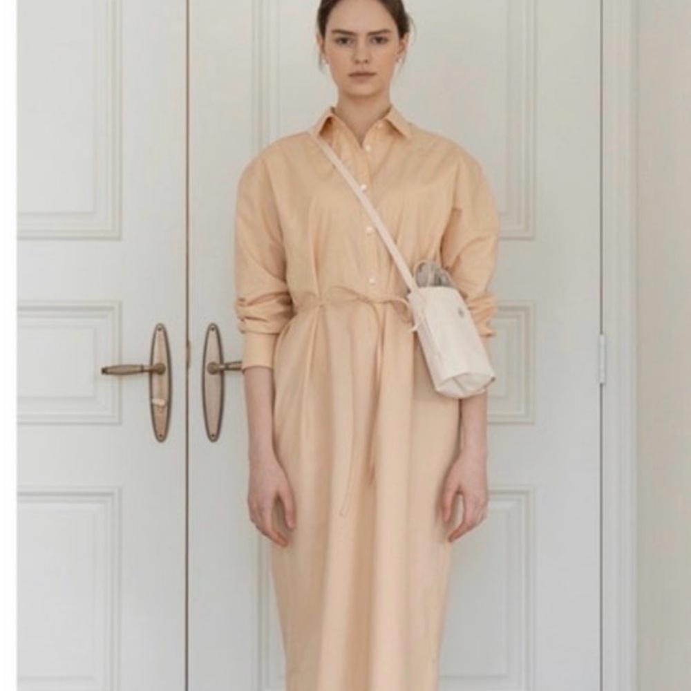 Depound korea petal orange Shirt Dress with Tie Waist